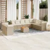 vidaXL 11-tlg. Garten-Sofagarnitur mit Kissen Beige Poly Produktbild-Vorschau 2