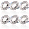 Six identical silver recessed light fixtures with blue spring clips are arranged in two rows of three on a white background. Produktbild-Vorschau