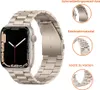 A smartwatch with a metal band, shown with close-up insets highlighting its features. Produktbild-Vorschau