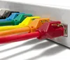 A close-up, angled view of multiple colored Ethernet cables plugged into a network switch or patch panel. Produktbild-Vorschau