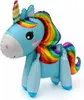 Palloncino in foil 3D unicorno, blu con criniera colorata, Anteprima dell’immagine prodotto 1