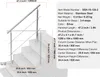 A stainless steel handrail installed on a set of stairs, with dimensions and specifications provided. Podgląd zdjęcia produktu