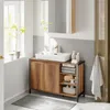 SoBuy Badmöbel BZR63-L-PF mit Waschbecken im modernen Badezimmer, Zweitüriger Schrank links Produktbild-Vorschau