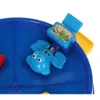 A close-up of a blue toy with frog figures on it. Náhled obrázku produktu