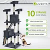 A cat tree with a cat playing near it, surrounded by marketing text and a brand logo. Náhľad obrázku produktu