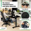 A woman is working at a height-adjustable desk in a home office setting, with close-up insets highlighting product features. Náhľad obrázku produktu