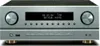 A silver AV receiver with a black display screen and control buttons. Produktbild-Vorschau