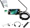 A collage of an endoscope camera kit, showing the camera in use with a smartphone and separate components. Voir les images du produit