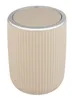 A beige trash can with a silver rim and lid, shown from a front-facing angle against a white background. Produktbild-Vorschau