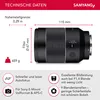 Product specifications and features of a camera lens. Anteprima dell’immagine prodotto