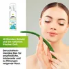 A woman is holding an aloe vera leaf next to a bottle of ZUCCARI [aloevera]2 product. Text overlays describe the product's benefits. Produktbild-Vorschau
