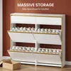 Schuhschrank mit 4 Klapptüren,100 x 24 x 99 cm, Weiß-Gold | Produktbild-Vorschau 4