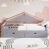 Detská posteľ Merax House Bed 90 x 200 cm s LED osvetlením Náhľad obrázku produktu 2