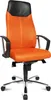 A studio shot of an orange and black office chair. Produktbild-Vorschau