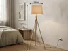 Skandinavische Dreibein Stehlampe Holz mit Stoff Produktbild-Vorschau 4