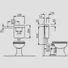 Technical drawing with dimensions of a toilet cistern and bowl. Produktbild-Vorschau