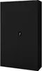 A black metal filing cabinet with two doors and a lock. Voir les images du produit