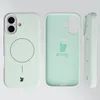Three views of a light green silicone phone case with a magnetic ring. Produktbild-Vorschau