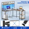 COSTWAY Rohový písací stôl v tvare L 145x145 cm Obojstranný Náhľad obrázku produktu 8