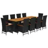 11-tlg. Garten-Essgruppe mit Kissen Schwarz Poly Rattan Produktbild-Vorschau 1