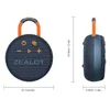 A product shot of a portable speaker with dimensions indicated. Produktbild-Vorschau