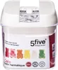 A clear product shot of a food storage container with colorful gummy bears inside. Produktbild-Vorschau
