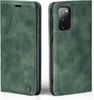 A green flip cover phone case for a Samsung Galaxy S20 FE is shown from two angles. Produktbild-Vorschau