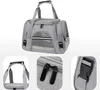 A grey pet carrier bag is shown from multiple angles, with close-ups of its features. Náhľad obrázku produktu
