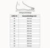 A diagram of a foot with a size chart indicating EU shoe sizes and corresponding insole lengths in centimeters. Produktbild-Vorschau