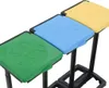 Three recycling bins with lids in different colors (green, blue, yellow) arranged in a row on a white background. Náhled obrázku produktu