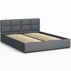 A dark gray upholstered bed frame with a slatted mattress base, shown from a side angle against a white background. Produktbild-Vorschau