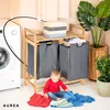 Wäschekorb - 2 x 30 L - Aus Bambus - Zwei Kammern - Produktbild-Vorschau 6
