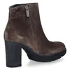 A single brown suede ankle boot with a chunky heel and platform sole is shown against a white background. Produktbild-Vorschau