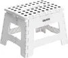 A white folding stool is shown against a white background. Produktbild-Vorschau