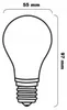 A diagram of a light bulb with dimensions indicated. Produktbild-Vorschau