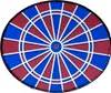 A dartboard with red and blue sections. Produktbild-Vorschau