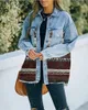 ASKSA Damen Jeansjacke Revers Langarm Vintage Button Down Produktbild-Vorschau 3
