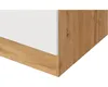 A close-up view of a corner of a kitchen cabinet, showing the transition between a white matte surface and a wood-grain textured surface. Náhled obrázku produktu
