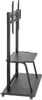 A black mobile TV stand with a shelf and a mount for a TV. Náhľad obrázku produktu