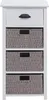 A white wooden chest of drawers with three gray woven baskets and one drawer. Anteprima dell’immagine prodotto