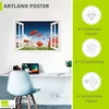 ARTland Poster Fensterblick Feld mit Mohnblumen, weiß Produktbild-Vorschau 3