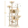 A diagram of a cat tree with dimensions indicated by measurement lines and text. Podgląd zdjęcia produktu