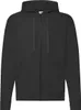 A plain black zip-up hoodie is shown from the front against a white background. Produktbild-Vorschau