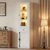 Hochschrank Vitrine, Standvitrine mit 2 Türen, 1 Schublade Produktbild-Vorschau 9