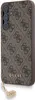 A close-up of a phone case with a repeating logo pattern and a gold charm. Náhled obrázku produktu