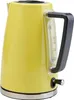 A yellow electric kettle with a black handle and silver trim sits against a white background. Podgląd zdjęcia produktu