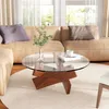 Couchtisch aus gehärtetem Glas & Massivholz, Ø80cm Produktbild-Vorschau 14