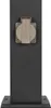 A black outdoor lamp post with a gray electrical outlet. Produktbild-Vorschau