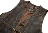 Vintage Lederweste Biker kutte Messing Schnalle Seitlich Produktbild-Vorschau 3