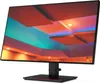 A black computer monitor on a stand, displaying a colorful abstract image. Produktbild-Vorschau